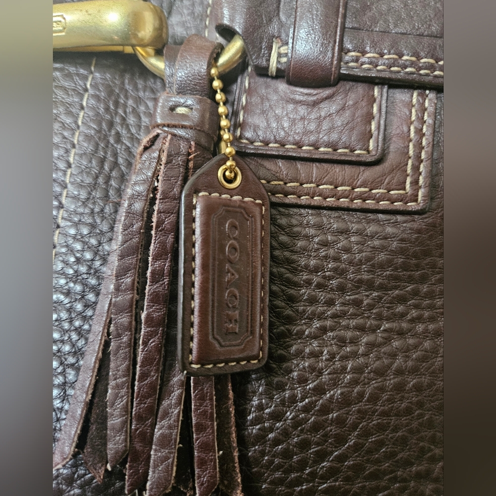 Coach Bag 10214~Hampton~Brown Pebbled Leather Shoulder Bag - Picture 3 of 9